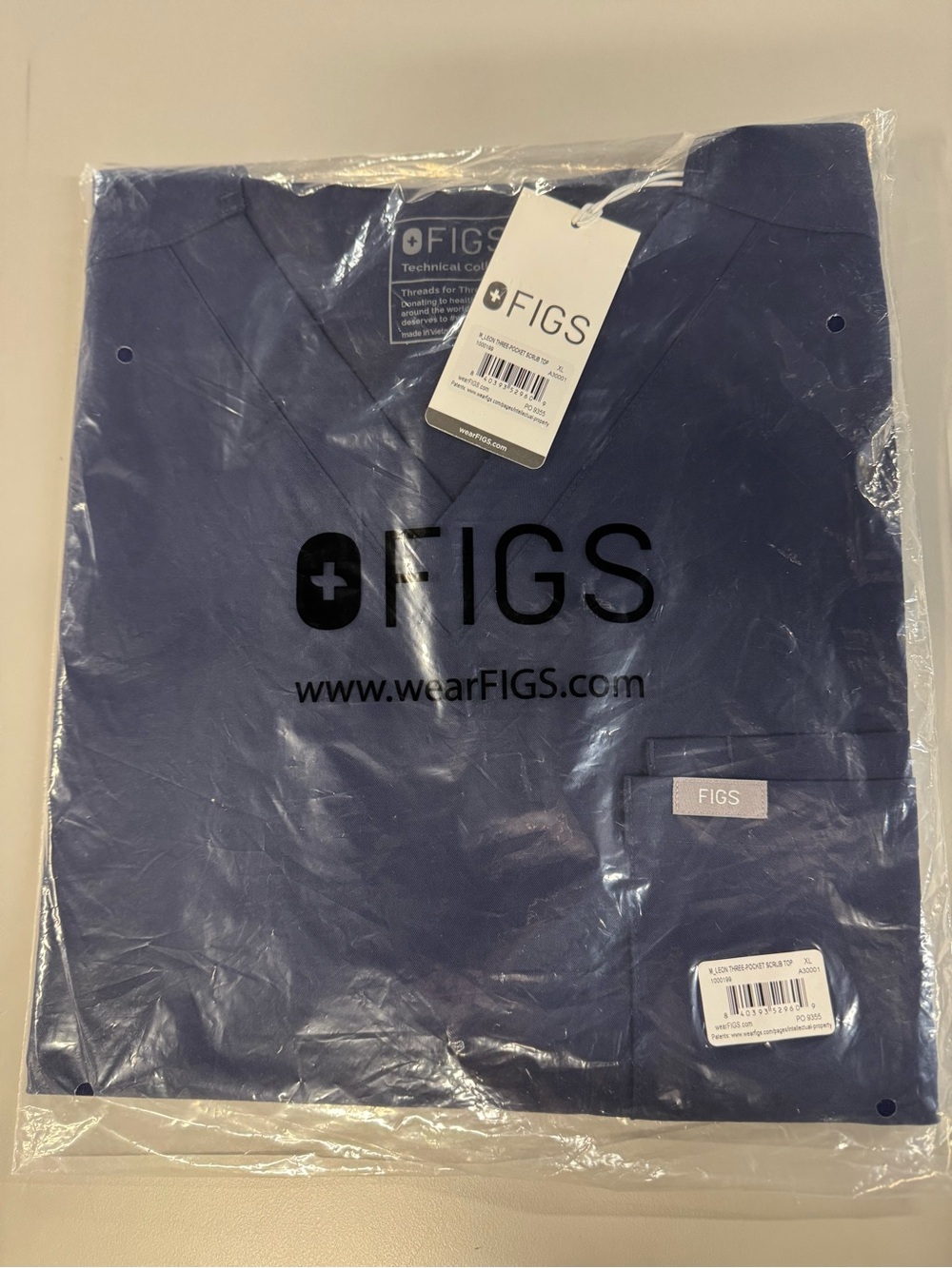 FIGS Navy Leon Scrub Top with Chest Pocket